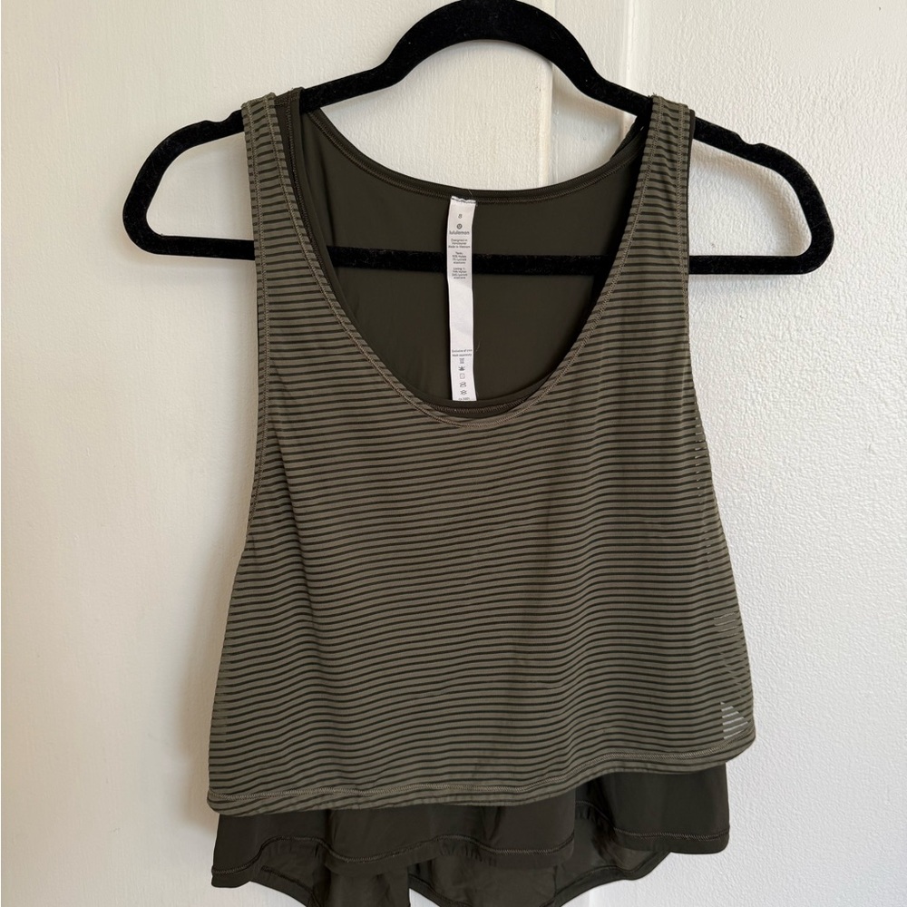 Lululemon Athletica Olive Striped Tank Top